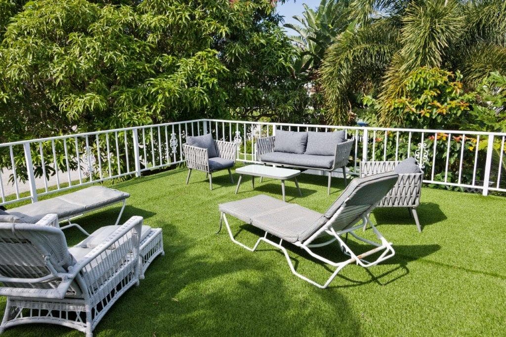 Spacious sundeck at Dolphin Isles Suites Hotel with ocean view